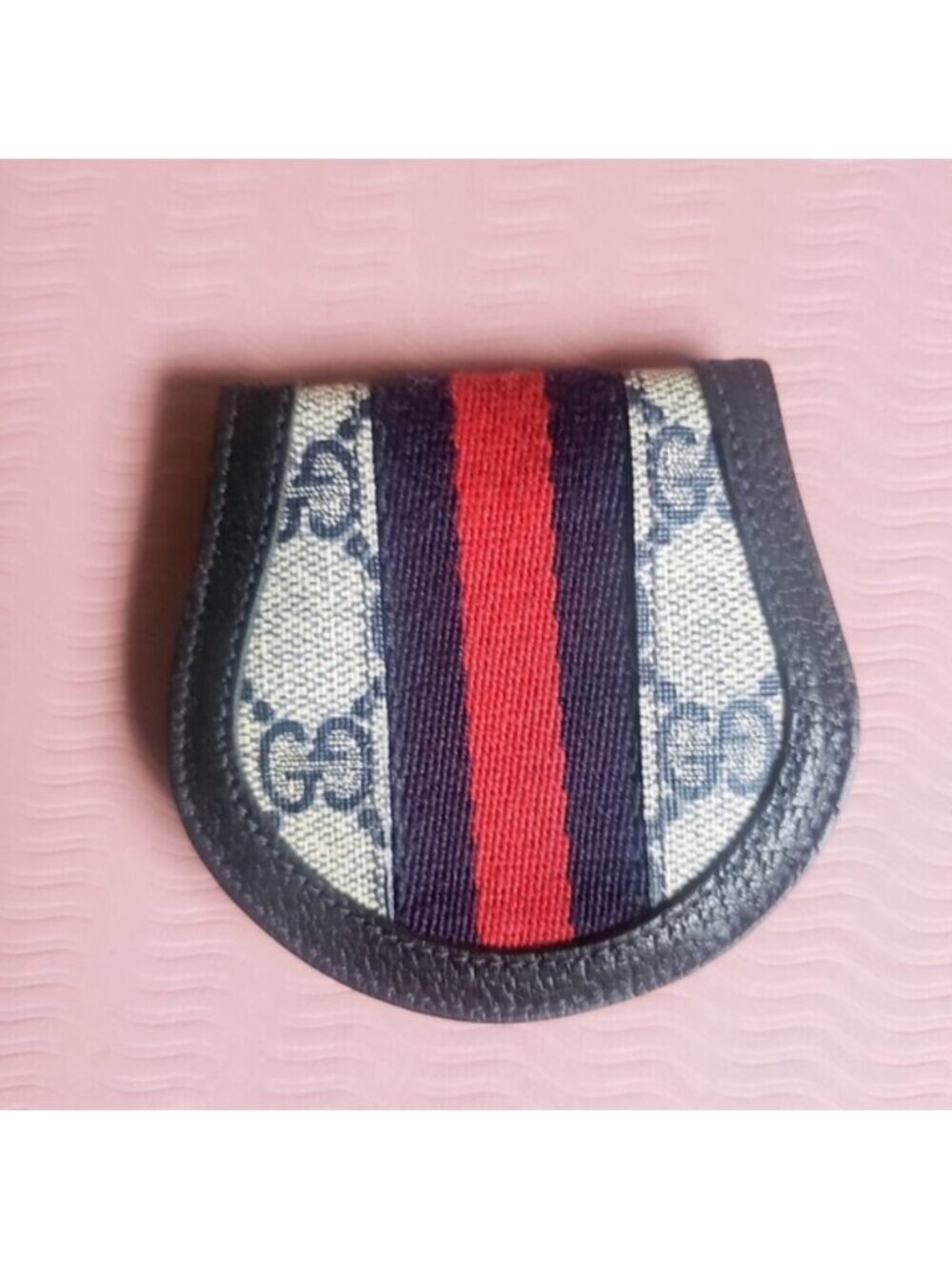 Vintage GUCCI GG Ophidia Sherry Line Coin Case – Navy Blue / Red GG Canvas w COA